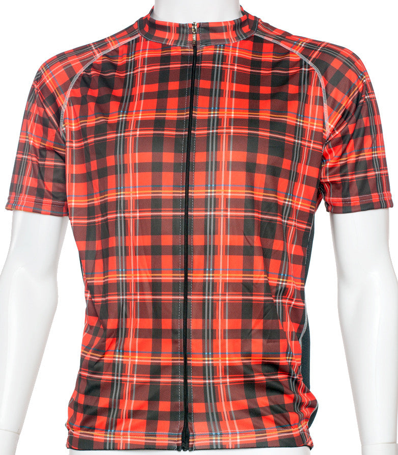 Red Plaid Cycling Jersey Front View