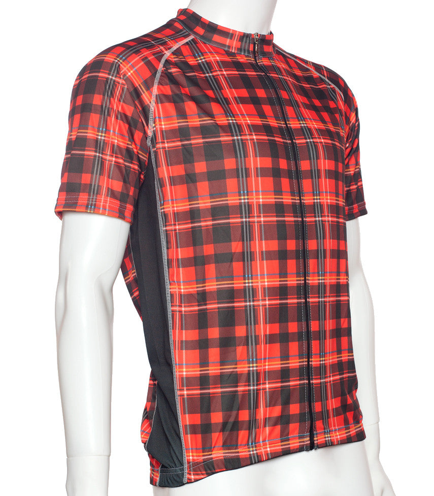 Red Plaid Cycling Jersey BELCH - Main Image